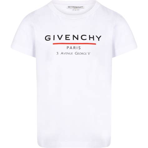 Givenchy White Paris '3 Av George V' Logo T